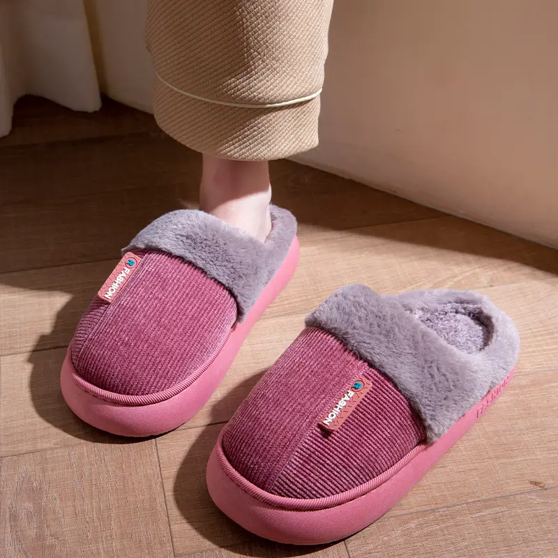Cotton Slippers for Women, Winter Home Indoor Thick-Soled Non-Slip Thickeneded Slippers for the Elderly, Cold-Proof and Warm Cotton Shoes for Men