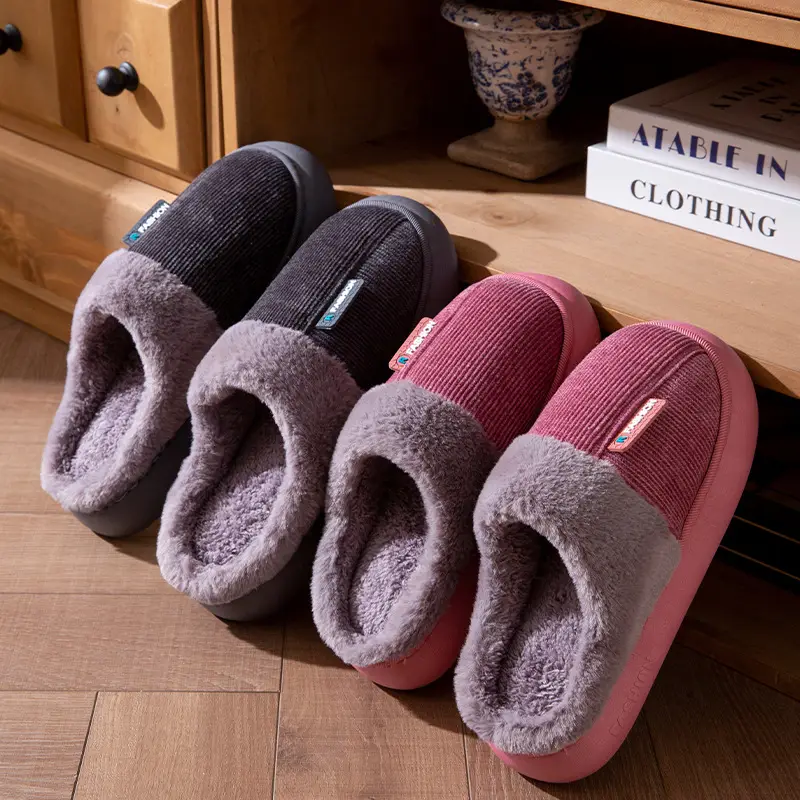 Cotton Slippers for Women, Winter Home Indoor Thick-Soled Non-Slip Thickeneded Slippers for the Elderly, Cold-Proof and Warm Cotton Shoes for Men