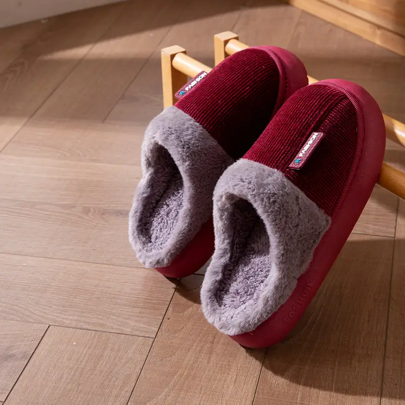 Cotton Slippers for Women, Winter Home Indoor Thick-Soled Non-Slip Thickeneded Slippers for the Elderly, Cold-Proof and Warm Cotton Shoes for Men