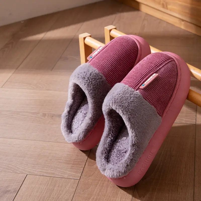 Cotton Slippers for Women, Winter Home Indoor Thick-Soled Non-Slip Thickeneded Slippers for the Elderly, Cold-Proof and Warm Cotton Shoes for Men