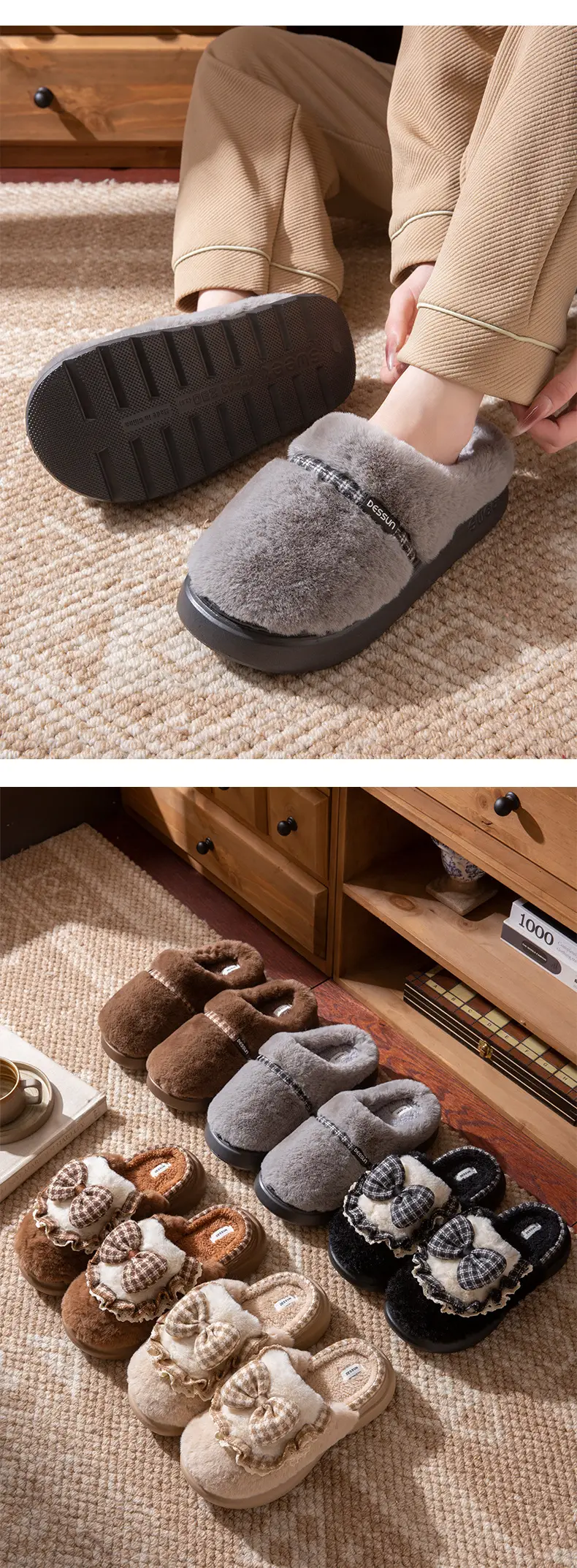 Maternity Cotton Slippers for Couples, Indoor Home Use, Warm, Non-Slip, Wear-Resistant, Odor-Resistant, Suitable for Outdoor Wear, Thick-Soled Plush Cotton Shoes — feature 10