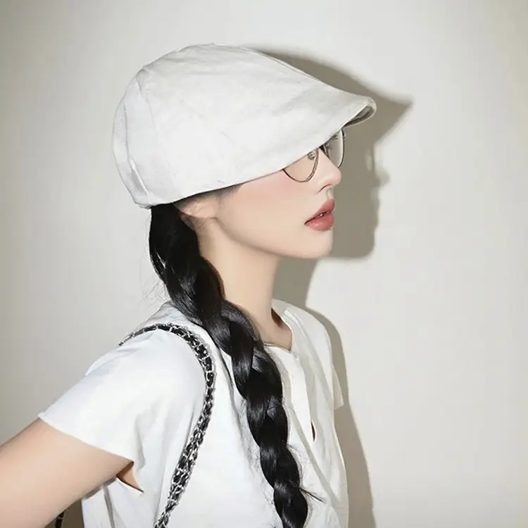 Vintage Linen Duckbill Cap for Women 2025 Lightweight Breathable Beret - Image 5
