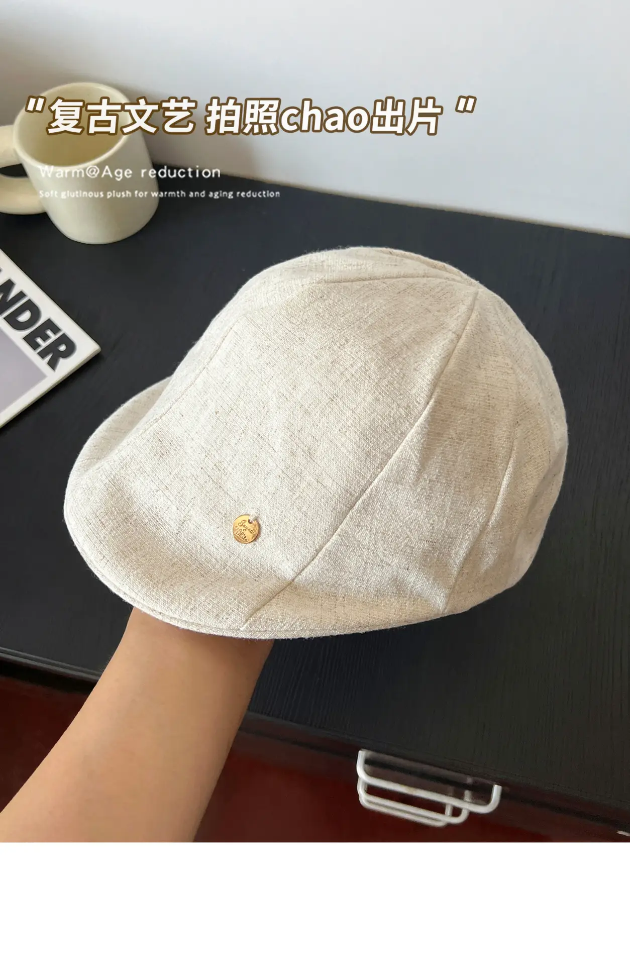 Vintage Linen Duckbill Cap for Women 2025 Lightweight Breathable Beret — feature 11