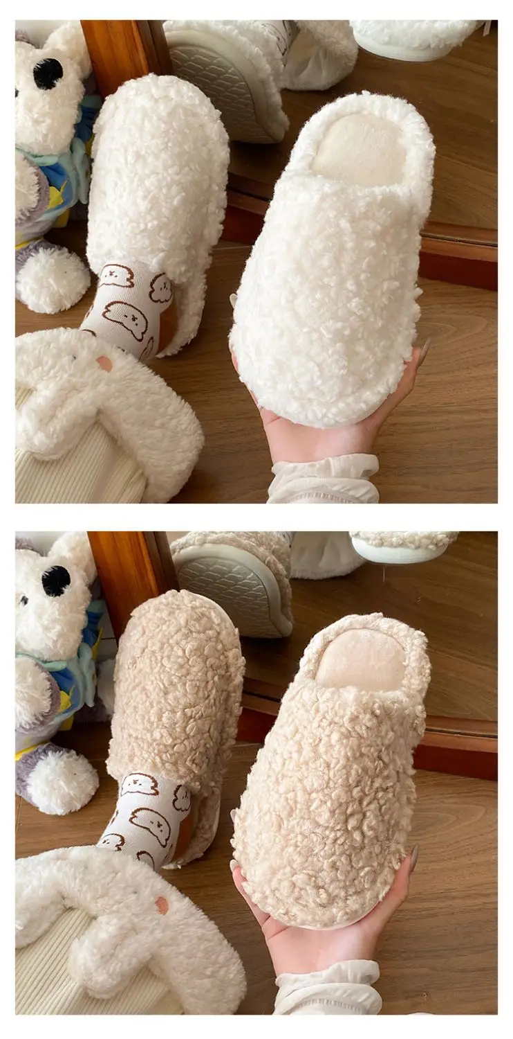 White Wool Fluffy Slippers for Women Winter Comfort — feature 14