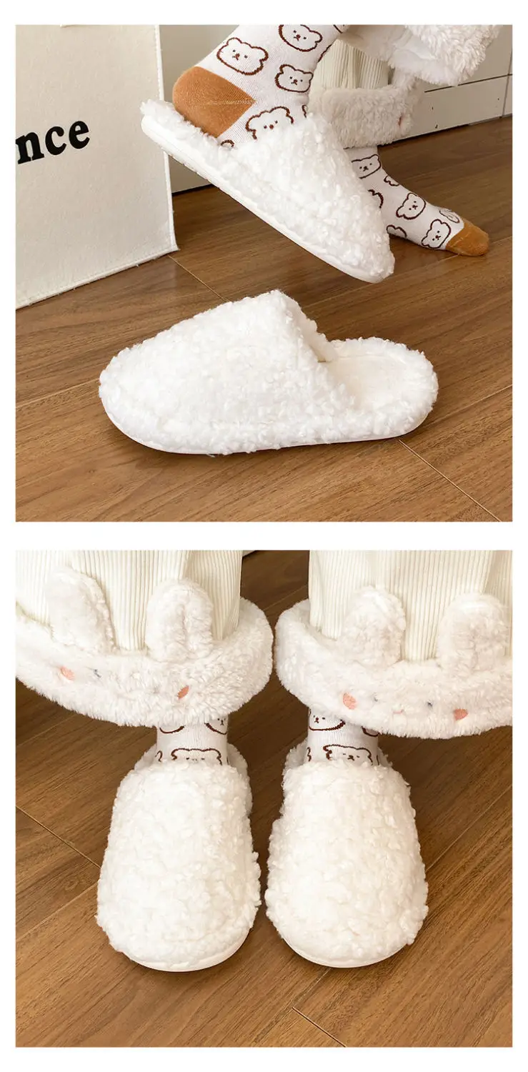 White Wool Fluffy Slippers for Women Winter Comfort — feature 17