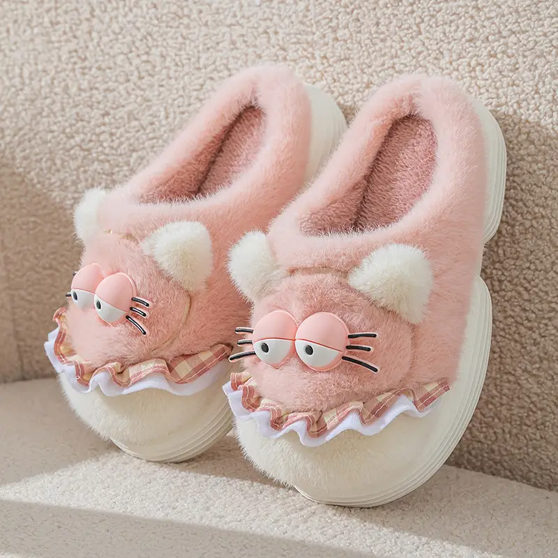 Cute Girl Kitten Cotton Slippers Winter Home Indoor Non-Slip Thick-Soled Warm Plush Cotton Slippers for Women to Feel Like Stepping on Shit - Image 5