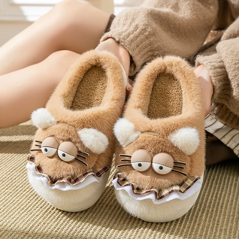 Cute Girl Kitten Cotton Slippers Winter Home Indoor Non-Slip Thick-Soled Warm Plush Cotton Slippers for Women to Feel Like Stepping on Shit - Image 6