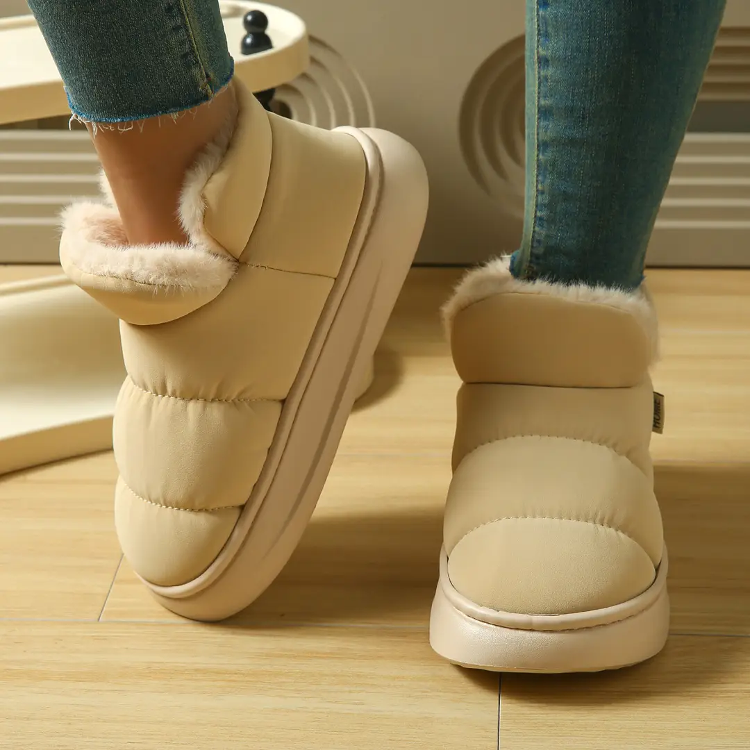 Cotton Slippers with Heel for Women, Winter Indoor Non-Slip Thick-Soled Plush High-Top Cotton Shoes, Waterproof and Warm Snow Boots for Women - Image 6