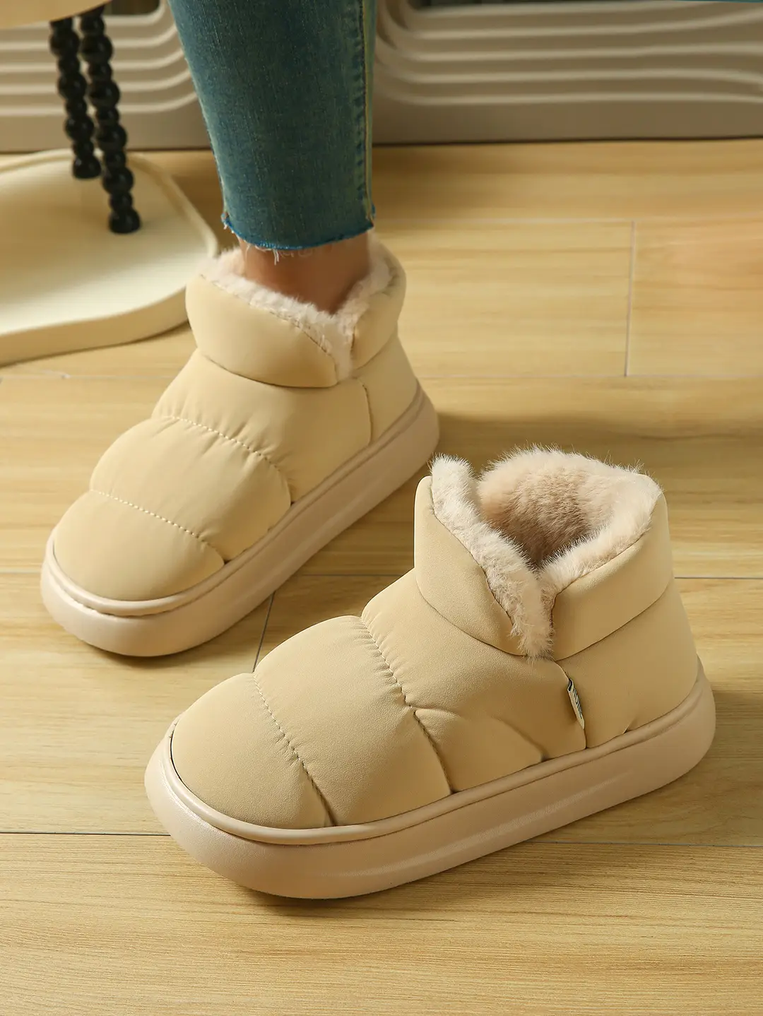 Cotton Slippers with Heel for Women, Winter Indoor Non-Slip Thick-Soled Plush High-Top Cotton Shoes, Waterproof and Warm Snow Boots for Women — feature 10