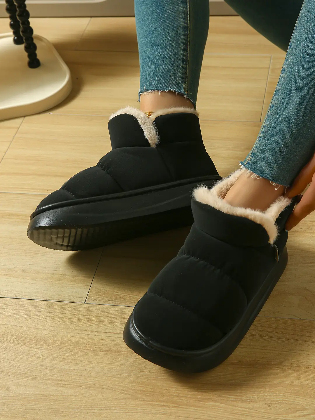 Cotton Slippers with Heel for Women, Winter Indoor Non-Slip Thick-Soled Plush High-Top Cotton Shoes, Waterproof and Warm Snow Boots for Women — feature 11