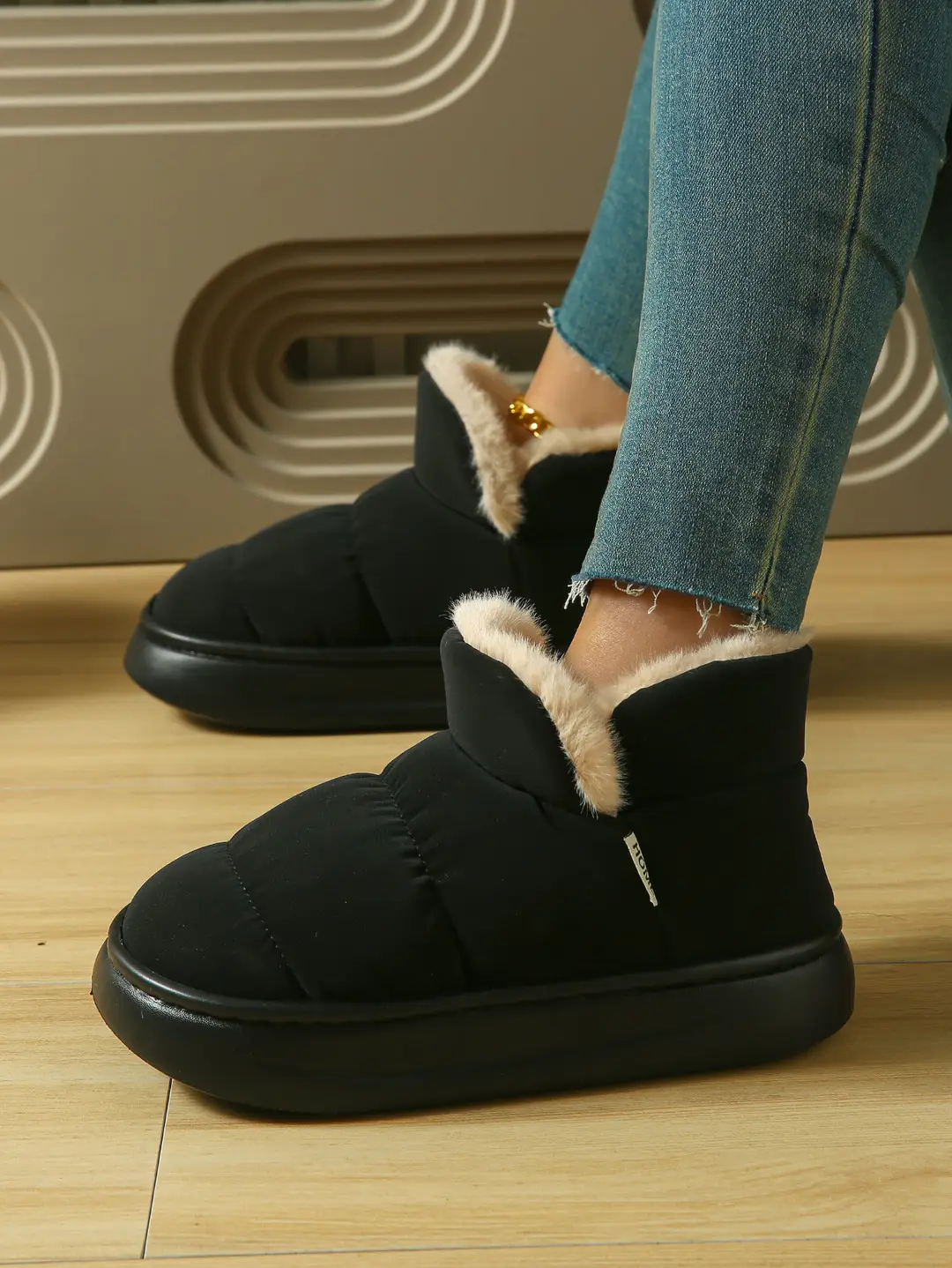 Cotton Slippers with Heel for Women, Winter Indoor Non-Slip Thick-Soled Plush High-Top Cotton Shoes, Waterproof and Warm Snow Boots for Women — feature 12