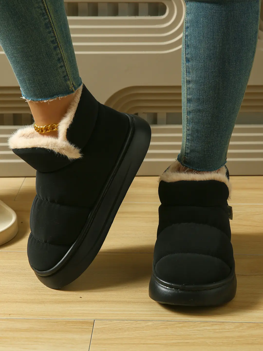 Cotton Slippers with Heel for Women, Winter Indoor Non-Slip Thick-Soled Plush High-Top Cotton Shoes, Waterproof and Warm Snow Boots for Women — feature 13