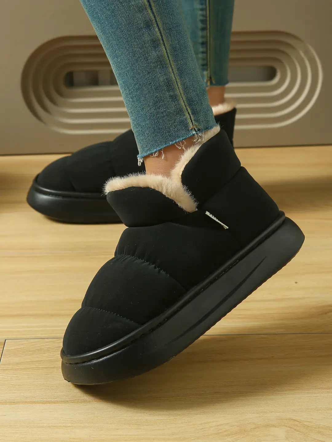 Cotton Slippers with Heel for Women, Winter Indoor Non-Slip Thick-Soled Plush High-Top Cotton Shoes, Waterproof and Warm Snow Boots for Women — feature 14