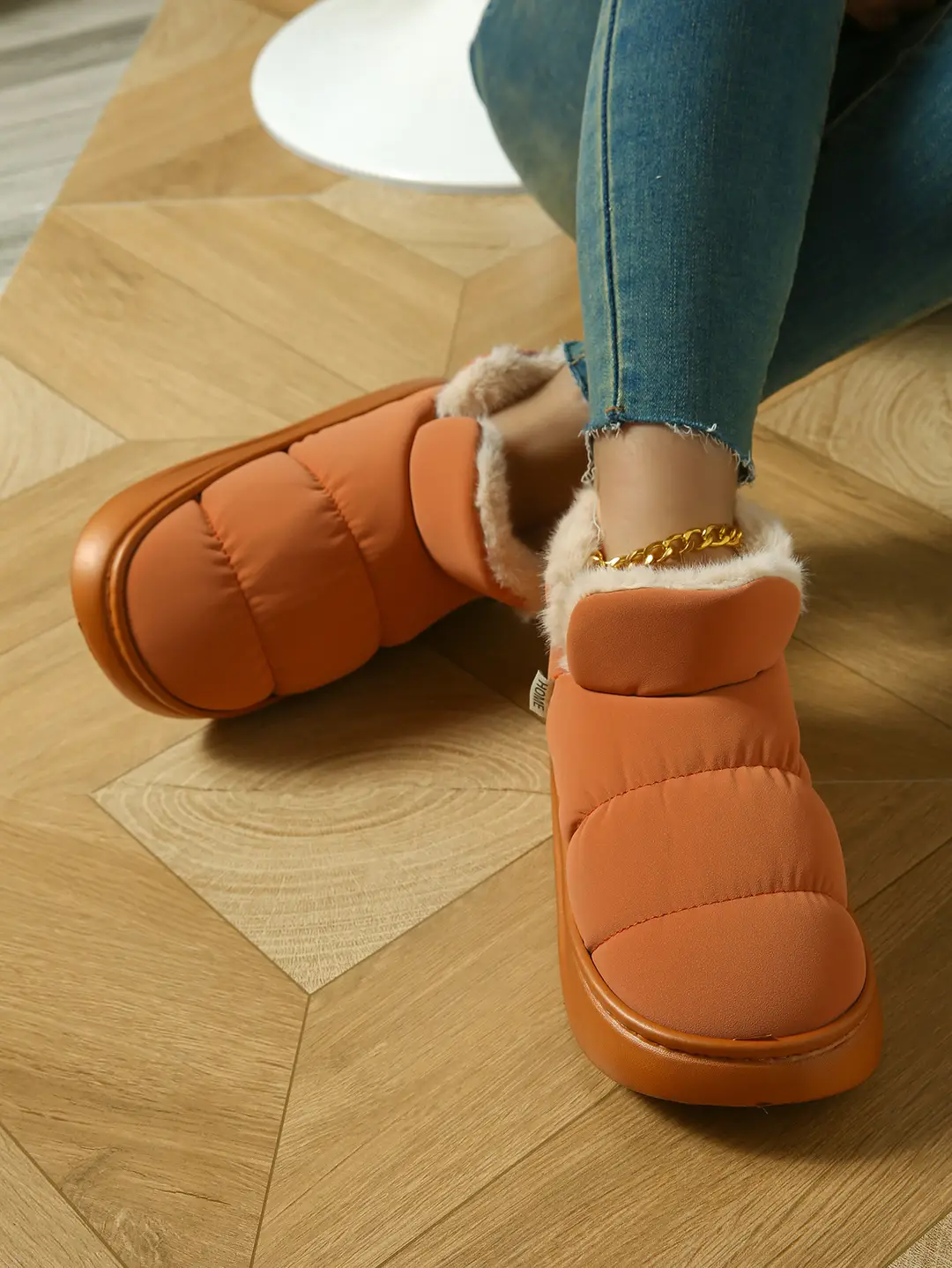 Cotton Slippers with Heel for Women, Winter Indoor Non-Slip Thick-Soled Plush High-Top Cotton Shoes, Waterproof and Warm Snow Boots for Women — feature 2