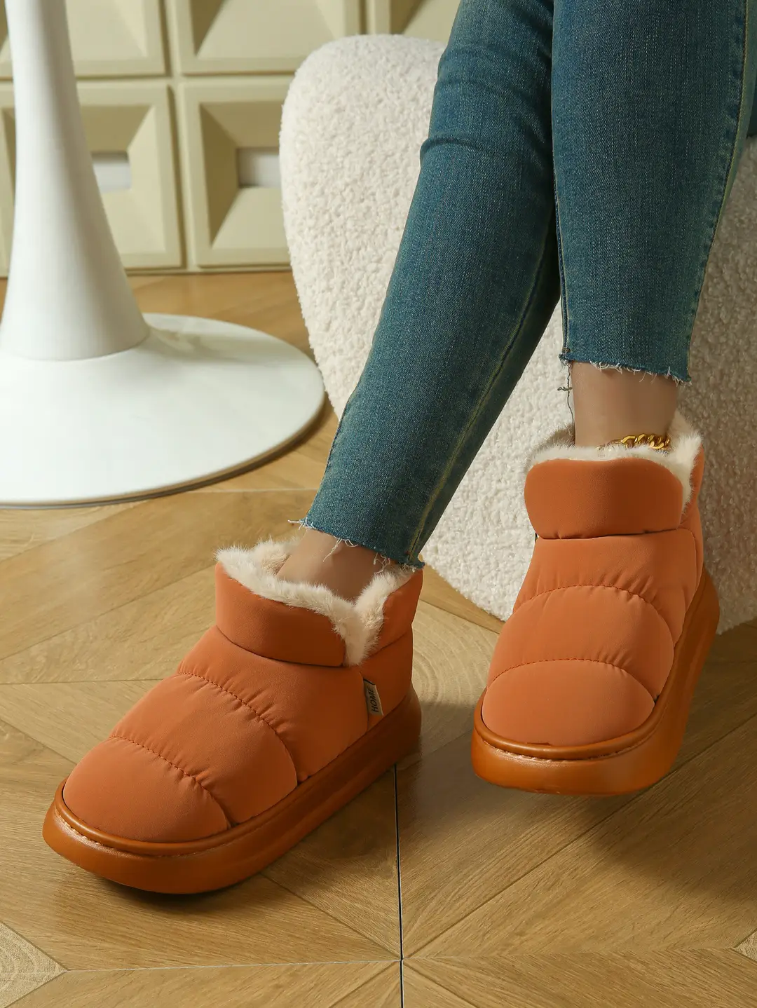 Cotton Slippers with Heel for Women, Winter Indoor Non-Slip Thick-Soled Plush High-Top Cotton Shoes, Waterproof and Warm Snow Boots for Women — feature 5