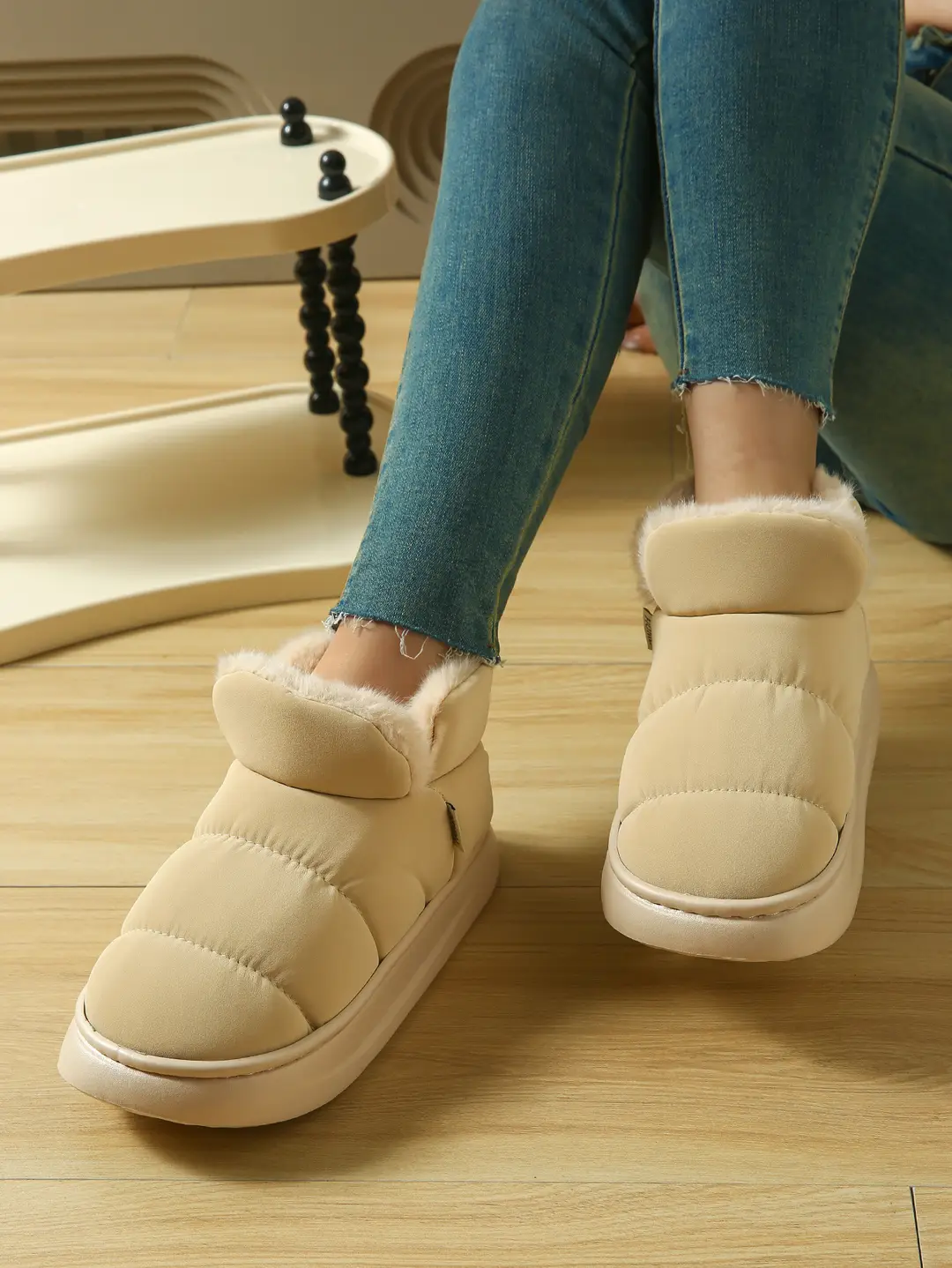 Cotton Slippers with Heel for Women, Winter Indoor Non-Slip Thick-Soled Plush High-Top Cotton Shoes, Waterproof and Warm Snow Boots for Women — feature 6