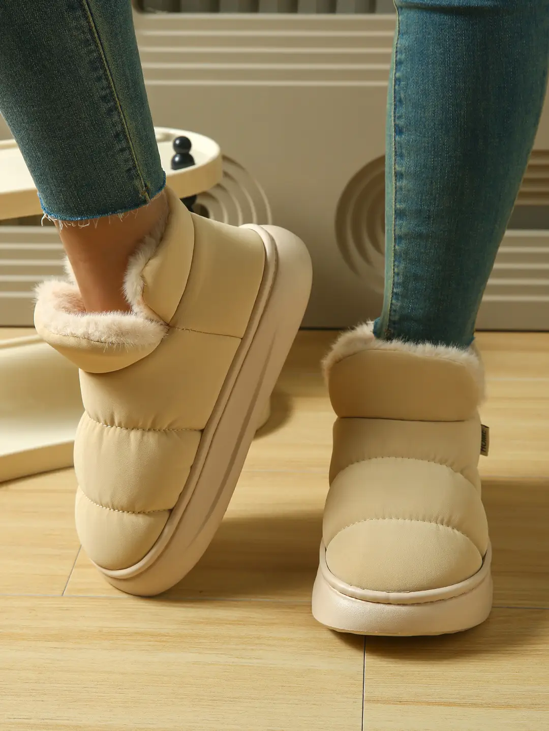 Cotton Slippers with Heel for Women, Winter Indoor Non-Slip Thick-Soled Plush High-Top Cotton Shoes, Waterproof and Warm Snow Boots for Women — feature 8