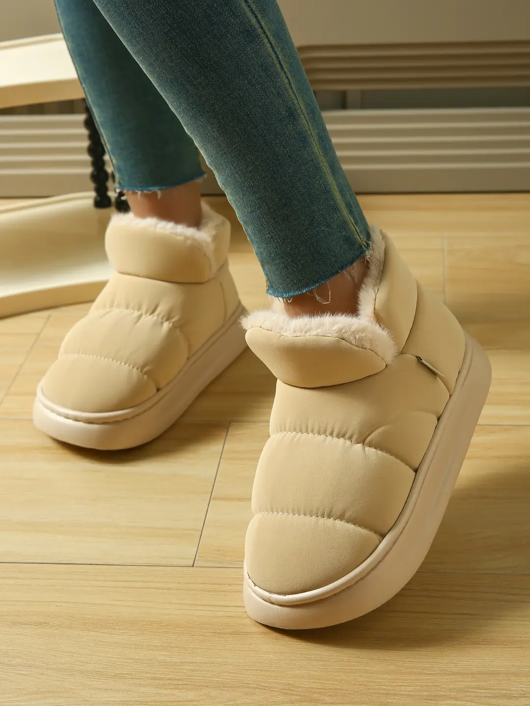 Cotton Slippers with Heel for Women, Winter Indoor Non-Slip Thick-Soled Plush High-Top Cotton Shoes, Waterproof and Warm Snow Boots for Women — feature 9