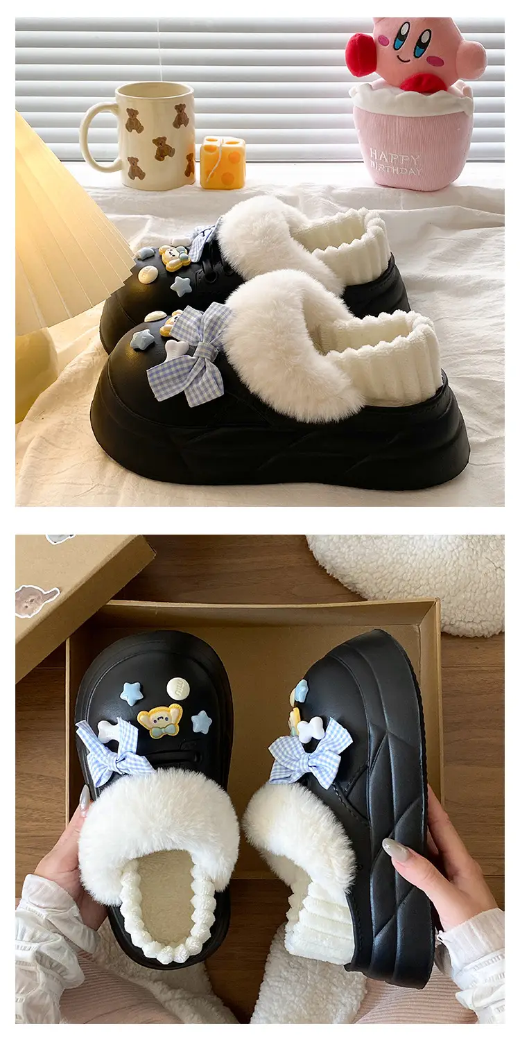 Cute Black Winter Warm Boot with Star Decor — feature 17