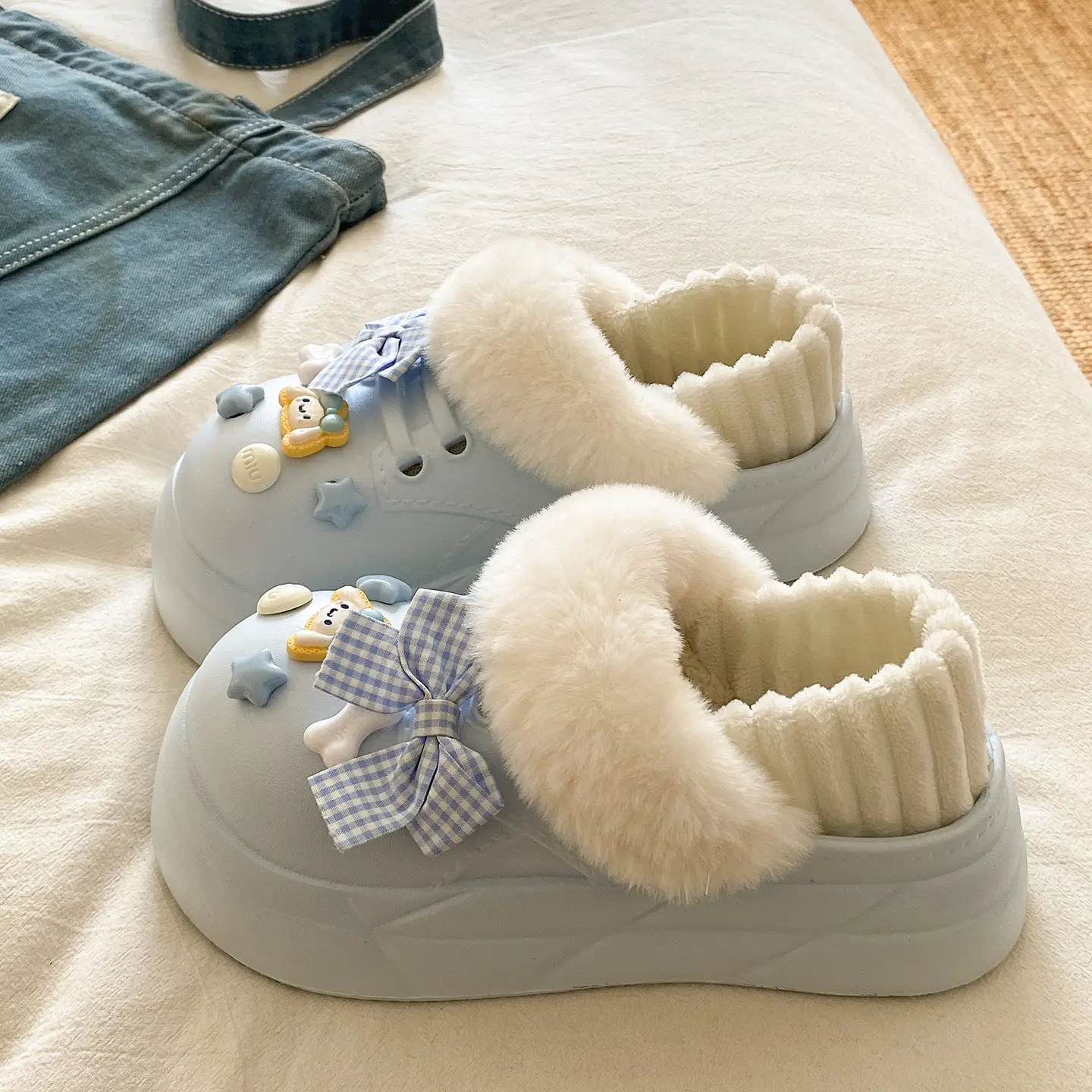 Cute Black Winter Warm Boot with Star Decor - Image 3