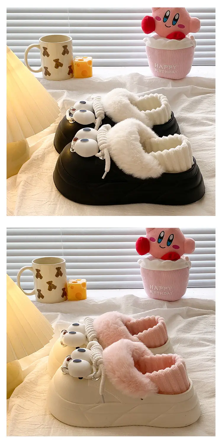 2025 Warm Winter Slippers Black with Faux Fur Lining — feature 16