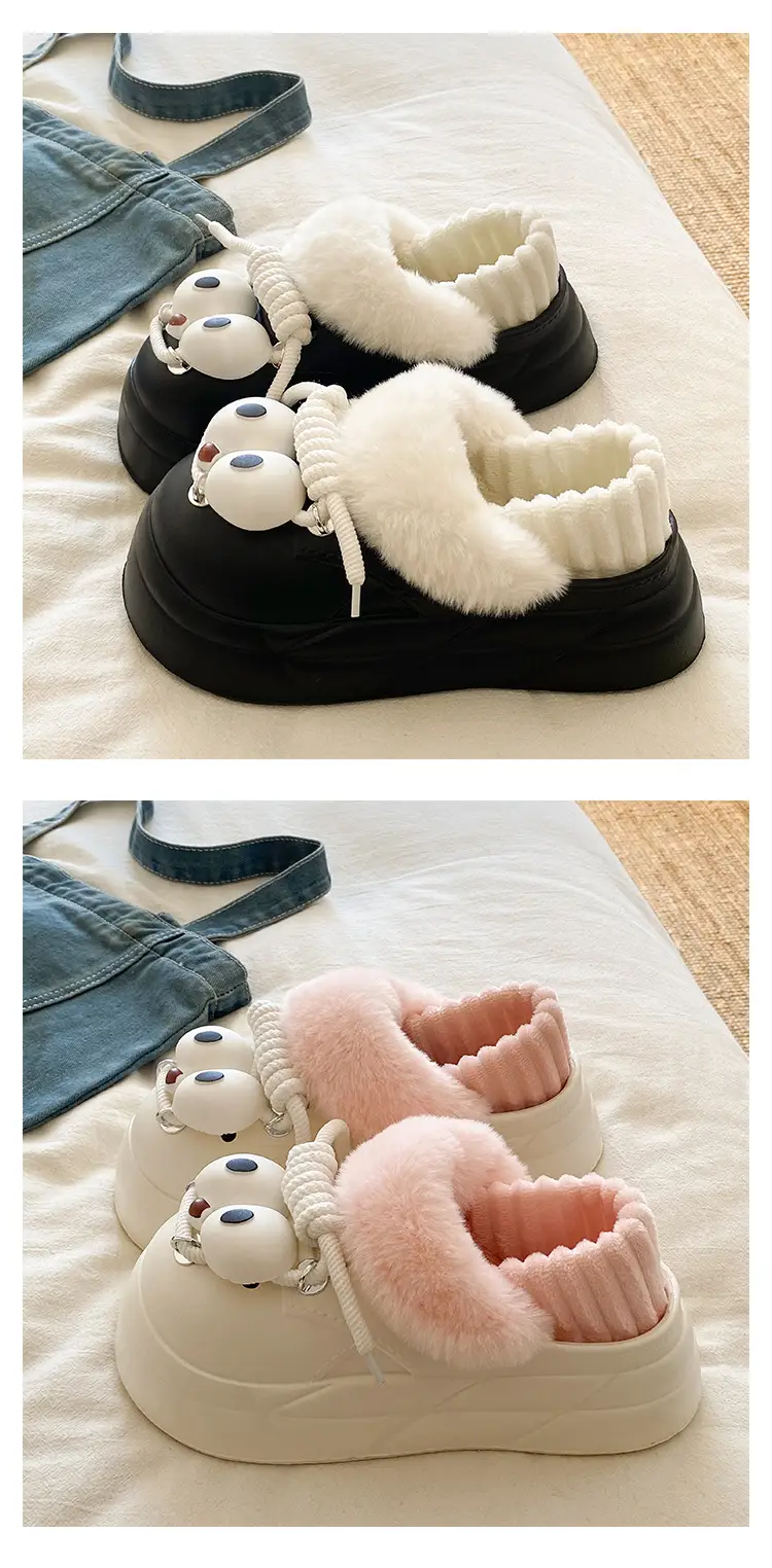 2025 Warm Winter Slippers Black with Faux Fur Lining — feature 19