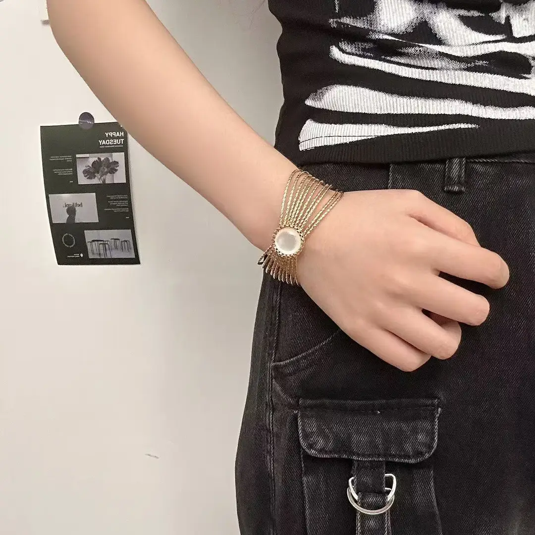 Multi-Layer Hollow Open Bracelet European and American Metal Style Fashionable Arm Ring Niche Commuter New Bracelet Bracelet for Women — feature 3