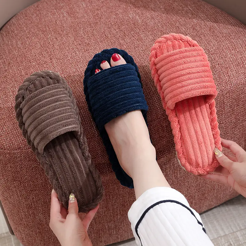 Women's Autumn and Winter Indoor and Outdoor Thick-Soled Warm Plush Maternity Slippers with Open Toe and Foam Lining — feature 1