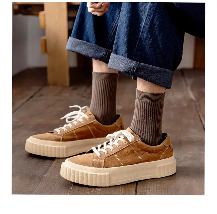 Men's Thickeneded Double-Needle Cotton Autumn and Winter Sweat-Absorbent and Deodorant Cotton White and Black Pure Color Business Mid-Calf Long Socks Pure Cotton — feature 22