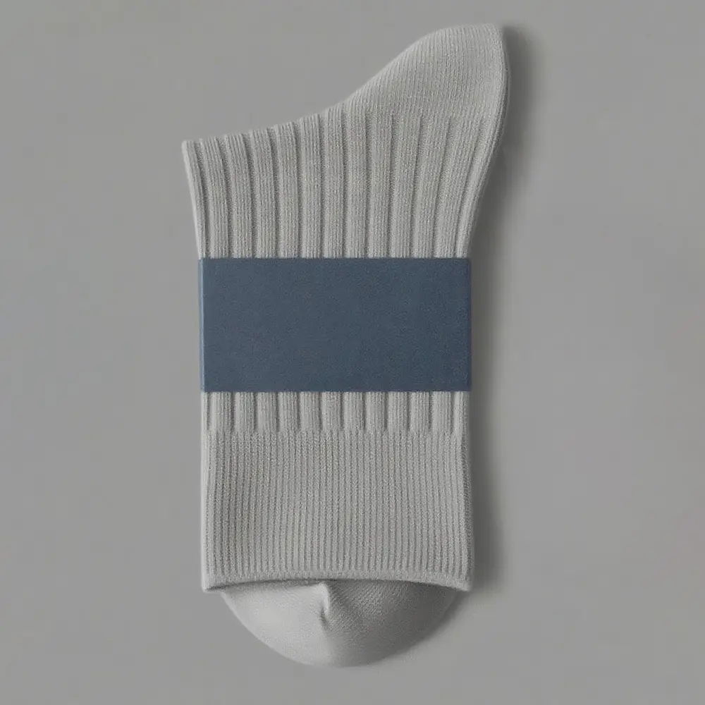 Men's Thickeneded Double-Needle Cotton Autumn and Winter Sweat-Absorbent and Deodorant Cotton White and Black Pure Color Business Mid-Calf Long Socks Pure Cotton