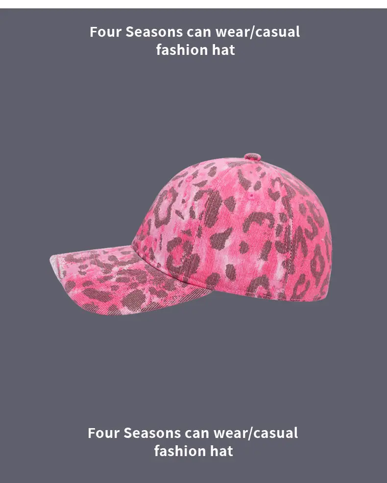 Women Pink Leopard Print Baseball Cap Autumn Winter — feature 10