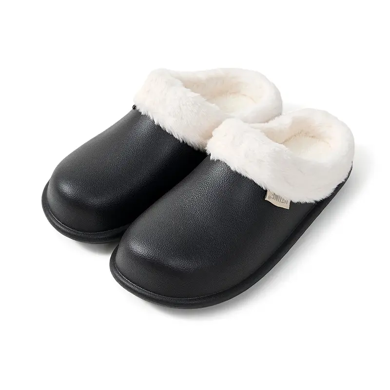 Excellent Waterproof Cotton Slippers for Women in Autumn and Winter for Home Use with Soft Soles and Toe Caps to Keep Warm, Fashionable, Casual, Non-Slip, Outdoor Fleece-Lined