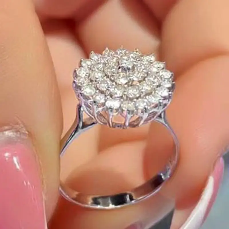 Full Diamond Flower Cluster Ring for Women