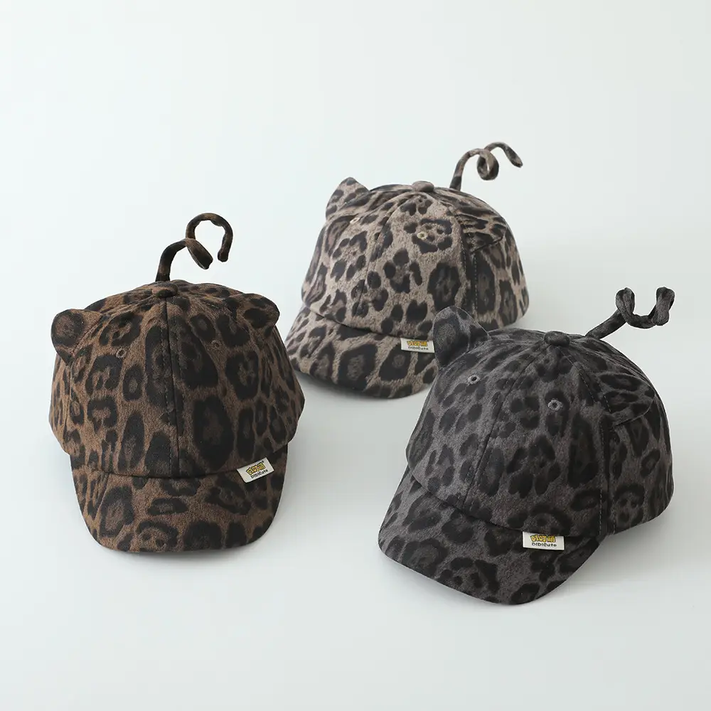 Baby Leopard Print Peaked Cap for Girls Winter — feature 10