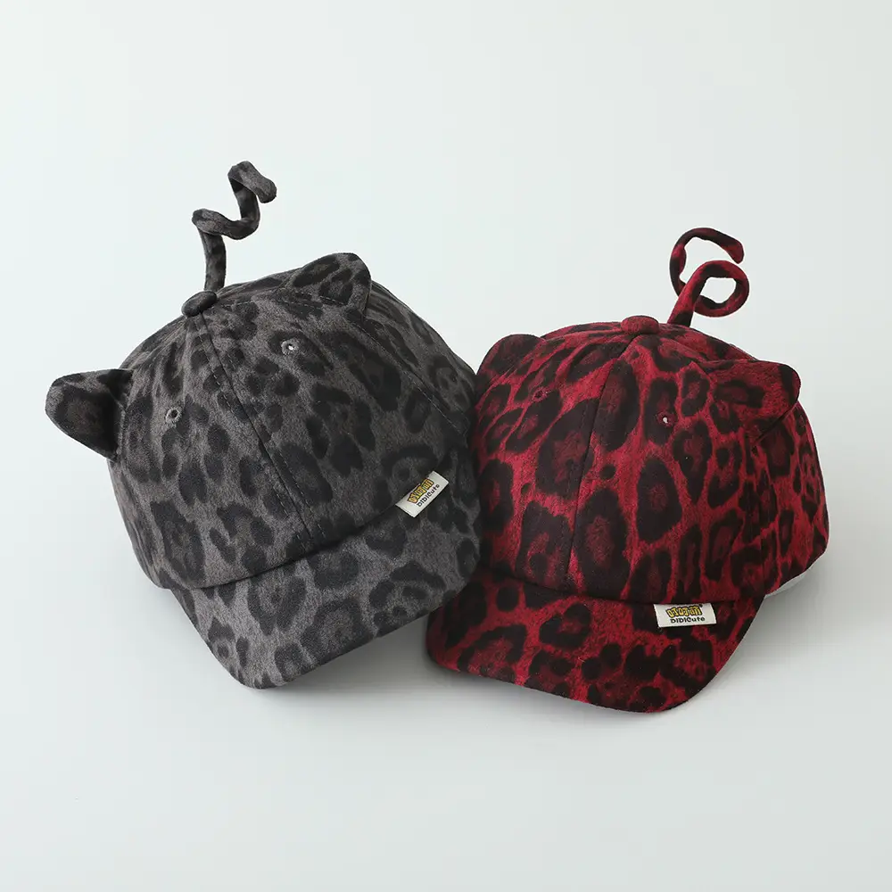 Baby Leopard Print Peaked Cap for Girls Winter — feature 11