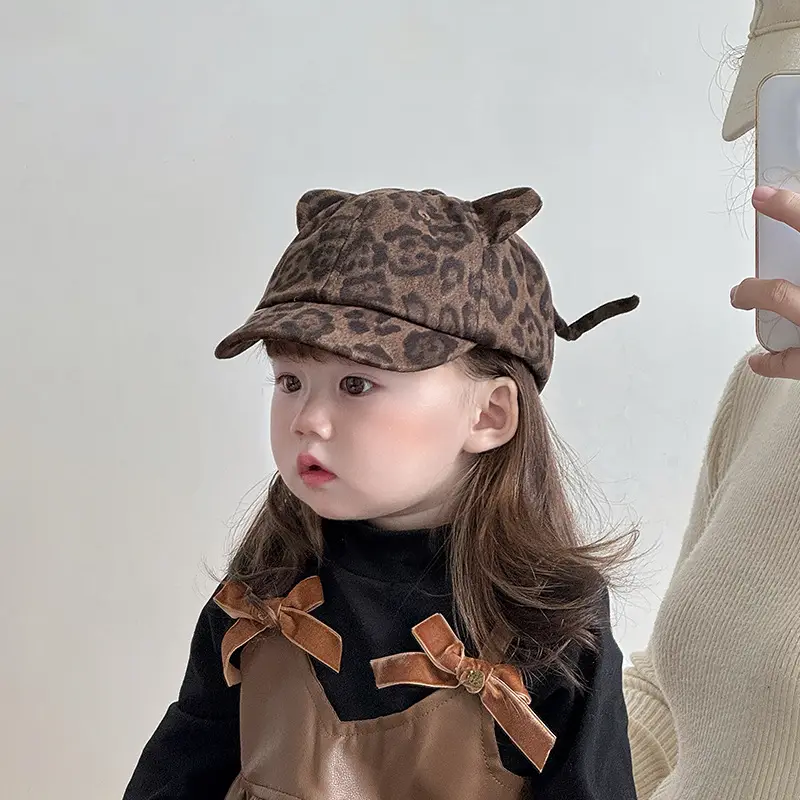 Baby Leopard Print Peaked Cap for Girls Winter — feature 5
