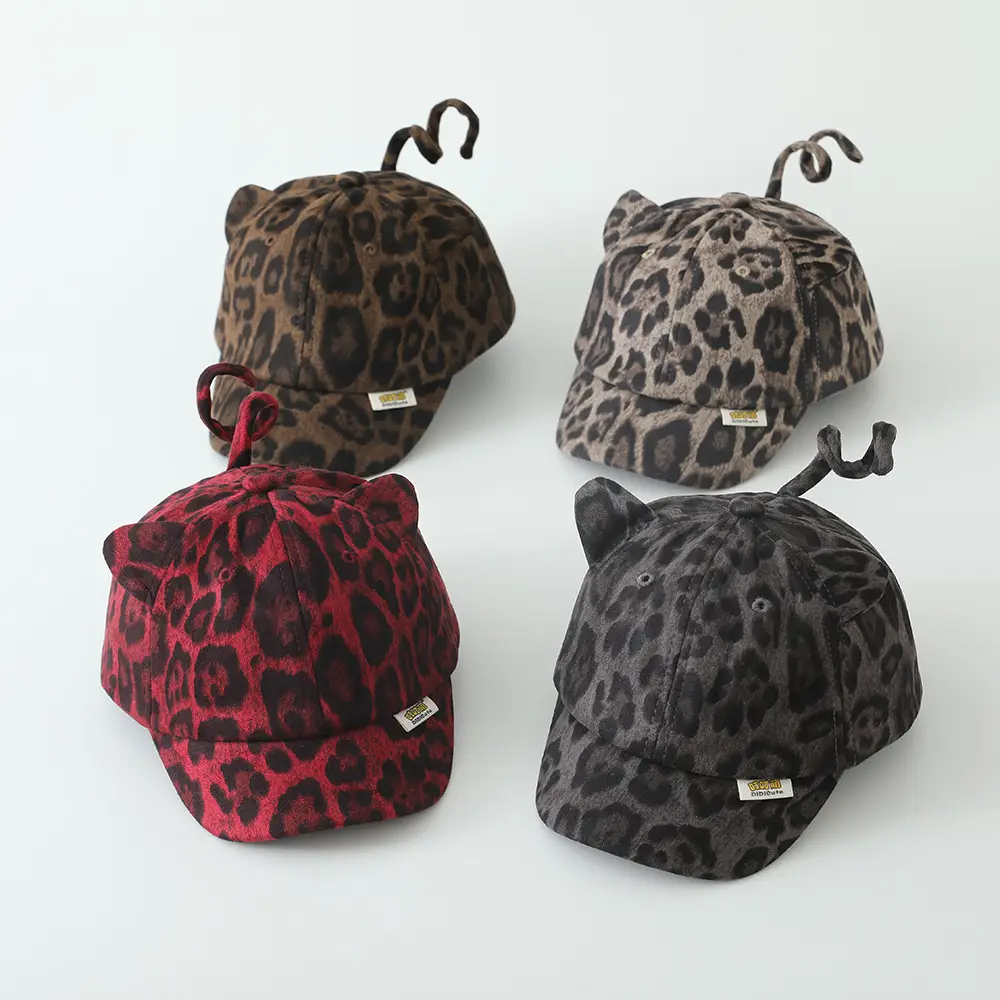 Baby Leopard Print Peaked Cap for Girls Winter — feature 9