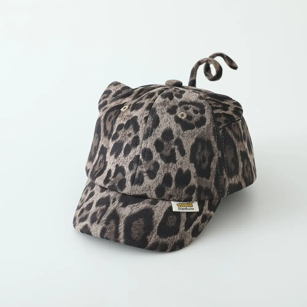 Baby Leopard Print Peaked Cap for Girls Winter - Image 2