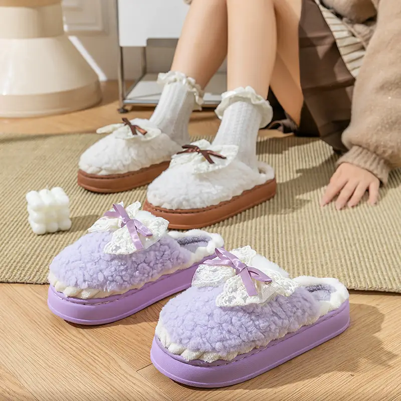 Thick-Soled Furry Slippers for Women 2026 Autumn New Cute Plush Slippers for Home and Indoor Use Couple Cotton Slippers for Women - Image 6