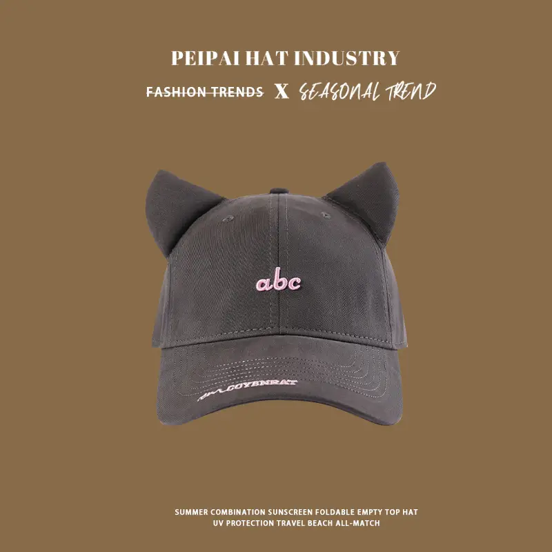 Women's Red Embroidered Cat Ears Baseball Cap — feature 6