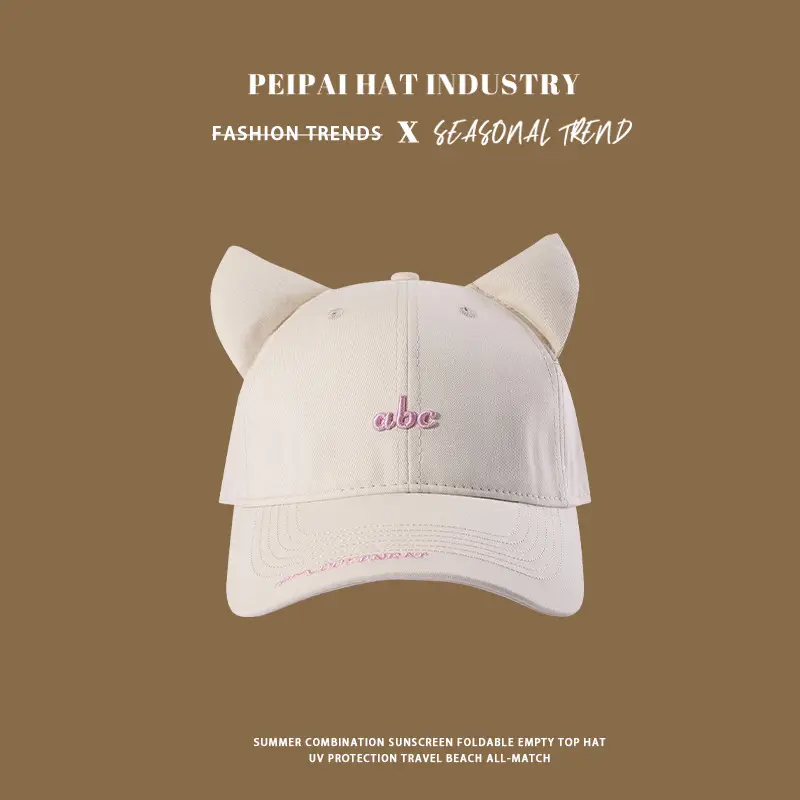 Women's Red Embroidered Cat Ears Baseball Cap — feature 7