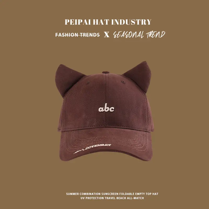 Women's Red Embroidered Cat Ears Baseball Cap — feature 8