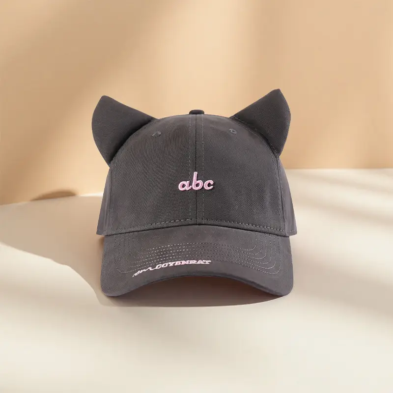 Women's Red Embroidered Cat Ears Baseball Cap - Image 5
