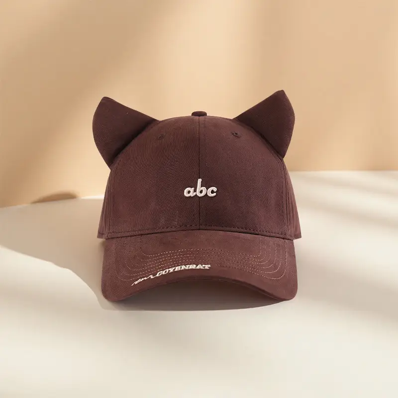 Women's Red Embroidered Cat Ears Baseball Cap - Image 6