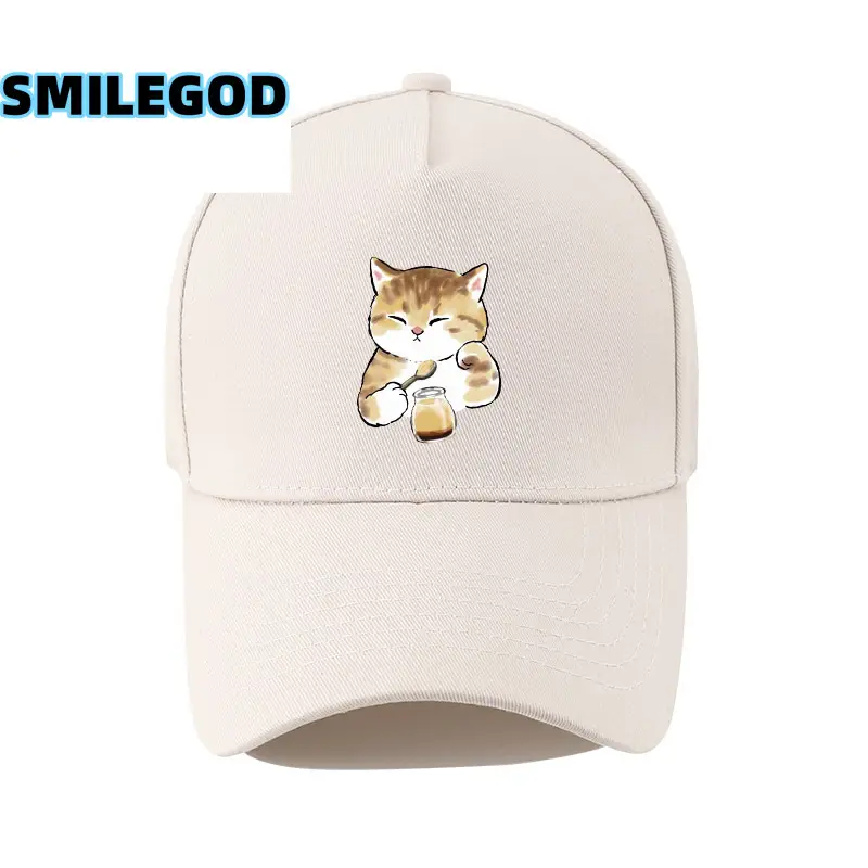 Cute Cat Embroidered Black Cap Unisex - Image 11