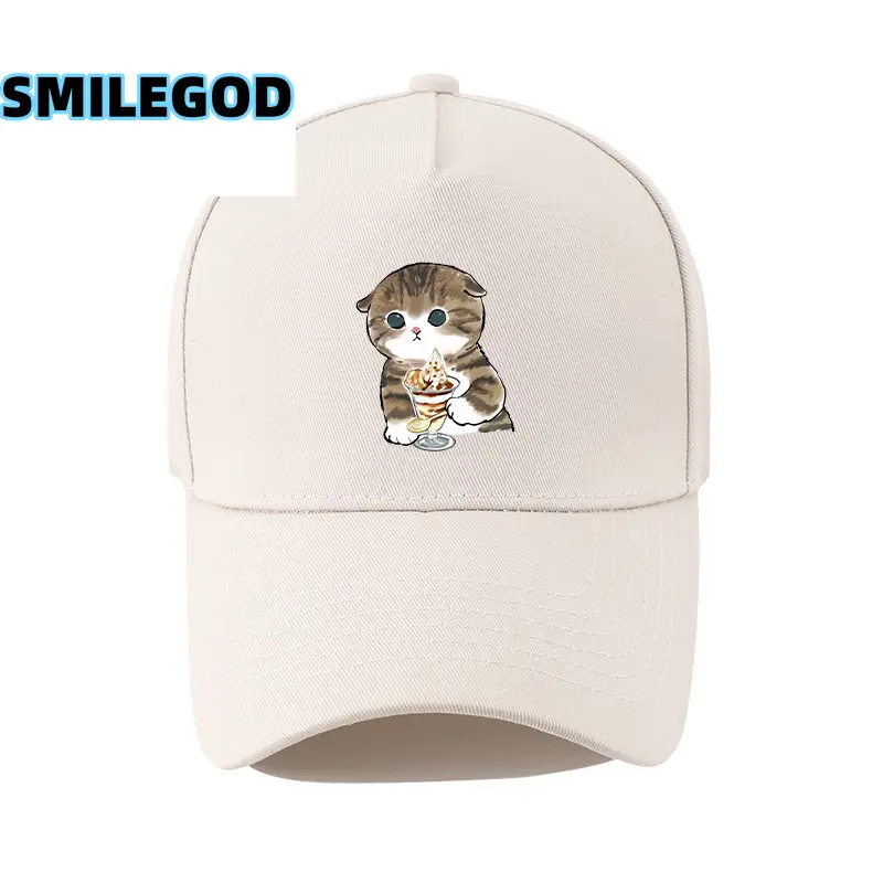 Cute Cat Embroidered Black Cap Unisex - Image 13