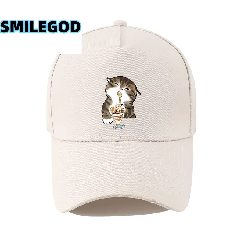 Cute Cat Embroidered Black Cap Unisex - Image 14