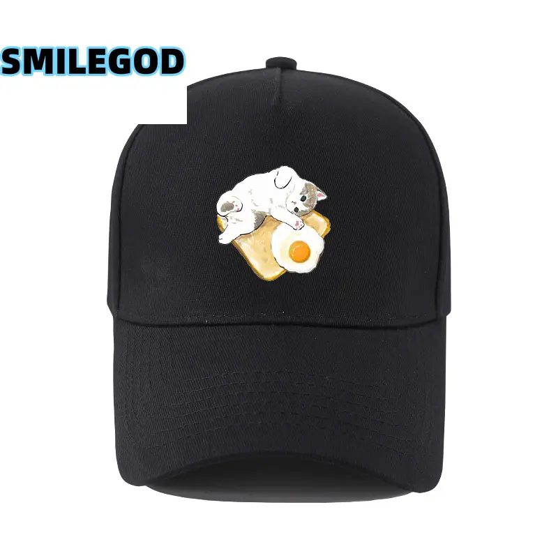 Cute Cat Embroidered Black Cap Unisex - Image 18