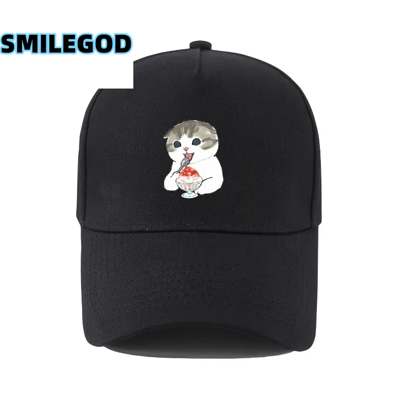 Cute Cat Embroidered Black Cap Unisex - Image 23