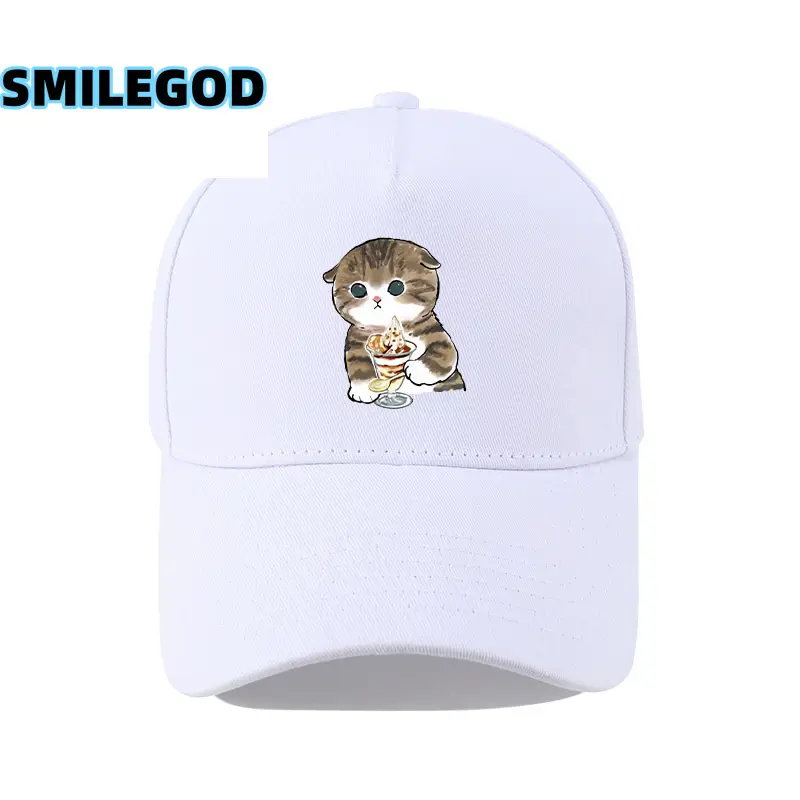 Cute Cat Embroidered Black Cap Unisex - Image 5